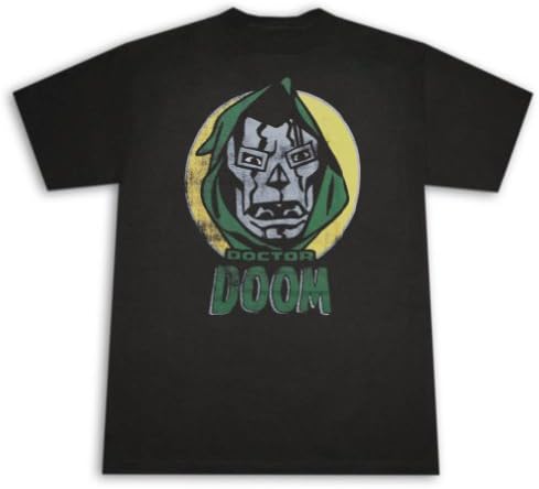 Marvel Comics Doctor Doom Circle Portrait Coal T-shirt (S) Black