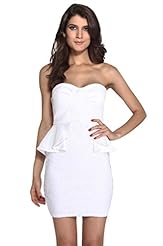Sexy Cocktail Nylon/Polyester/Spandex Bandeau Neck  Club Dress/Evening Dress/Wedding Dress/Midi Dress  With Ruffles