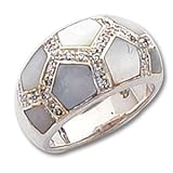 Sterling Silver CZ (Cubic Zirconia) & Mother of Pearl Ring