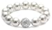 Buckley Ladies White Simulated Pearl and Clear Crystal Rhodium Ball Bracelet