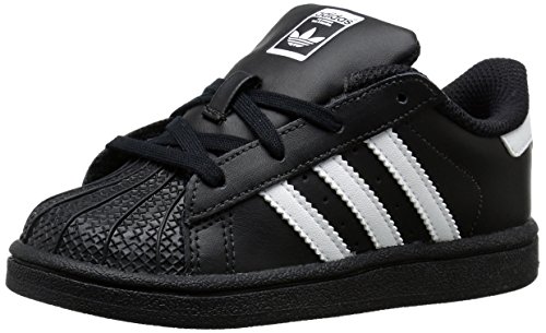 adidas Originals Superstar I Basketball Fashion Sneaker (Infant/Toddler),Black/White/Black,9 M US Toddler