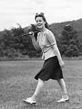 Woman Walking With Golf Club Photographic Poster Print by George Marks, 24x32