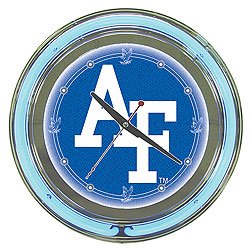 New Trademark Air Force Neon Clock 14 Inch Diameter High Polished Chrome Finish Molded Resin Housing