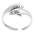 Sterling Silver Women's Double Dolphin Toe Ring Hypoallergenic .925 Stamp Adjustable Size