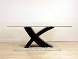 VALENCIA GLASS & WOOD DINING TABLE (BLACK)