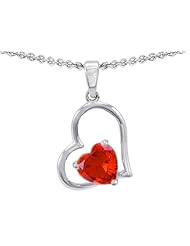 Original Star K (tm) 8mm Heart Shape Simulated Fire Opal Pendant in .925 Sterling Silver