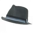 STRIPE BAND STINGY BRIM BRAID FEDORA TRILBY HAT * BLACK - Large / Extra Large
