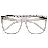 Celebrity Inspired Studded Party Rock Neon Clear Lens Flat Top Sunglasses