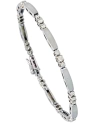 14k White Gold (4 mm wide) 7 1/4" Bracelet, w/ 9 (.68 ct) & 18 (.79 ct) Round Brilliant Diamonds; Total Carat Weight: 1.47; Clarity: SI; Color: H-I