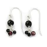 Barse Onyx & Garnet Wirewrap Earrings