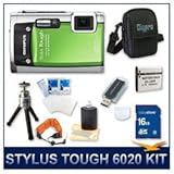Olympus Stylus Tough-6020 Digital Camera Green, 14 MP, 28mm 5X Optical Zoom ....