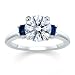 1.75 CT ROUND DIAMOND W PRINCESS BLUE SAPPHIRE RING 18K