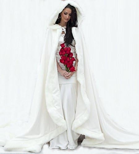 Lizi Bridal New Arrival Hooded Winter Faux Fur Wedding Cloak Warm Long Design Bridal Cape