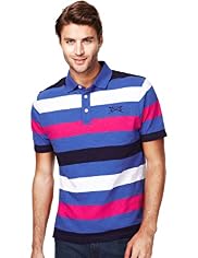 Blue Harbour Pure Cotton Block Striped Polo Shirt