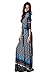 On Trend Paris Dress Blue Paisley Bohemian 3/4 Sleeve Long Maxi Dress