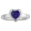 Sterling Silver Heart Shaped Amethyst and Diamond Ring (2 cttw)