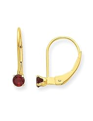 MadiK® 14k Yellow Gold Genuine Garnet January Birthstone Leverback Earrings