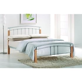 Tetras Silver 4Ft 6 Beech Silver Double Bed Frame