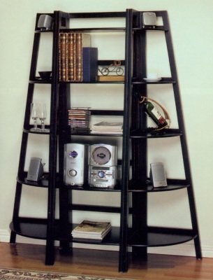 Antique Black Three Piece Large Bookcase