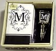 Gift Set of 30 Monogram Paper Guest Towels and 1 Monogram Glass Winestopper - M Gift Set of 30 Monogram Paper Guest Towels and 1 Monogram Glass Winestopper - M