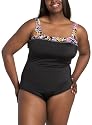 It Figures Women's I.F.® Women'S Plus Swimsuit Flower Child Square Neck Tank