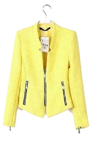 Elegant OL Stand Up Collar Slim Jacket Coat Suits S M L Zipper