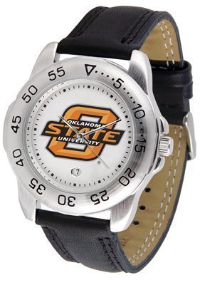 Oklahoma State Cowboys Suntime Mens Sports Watch w/ Leather Band - NCAA College Athletics
