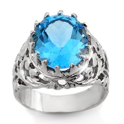 Buy Genuine 10.0 ctw Blue Topaz Men’s Ring 10K White Gold Guides