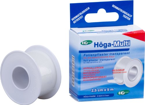 Höga-Multi, transparentes Heft- und Fixierpflaster - 2,5 cm x 5 m - 2er-Pack.