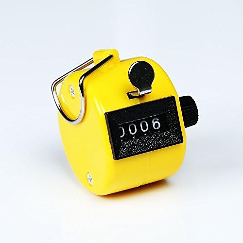 Iable 1PCS ABS Hand held Tally Counter 4 Digit Counter Buddha Numbers Clicker Golf for Lap/Sport/Coach/School/Event Yellow