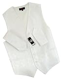Brand Q Wedding Vest Set White Paisley 3pcs Tuxedo Vest + Necktie + Handkerchief