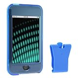 Apple iPod Touch 8GB 16GB Accessory Kit -Transparent Blue Crystal Snap-on Cover Case With Clip + Premium Reusable LCD Screen Protector with Lint Cleaning Cloth By Ikross