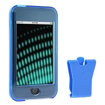 Apple iPod Touch 8GB 16GB Accessory Kit -Transparent Blue Crystal Snap-on Cover Case With Clip + Premium Reusable LCD Screen Protector with Lint Cleaning Cloth By Ikross