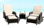 Outdoor Wicker Patio Pool Lounge All Weather 3 Pc Resin Wicker Chair Recliner Set