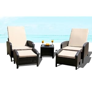 3 pc Outdoor Patio Pool All Weather Resin Wicker Chaise Lounge Set by