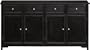 Oxford 58"w Buffet, FOUR DRAWER, BLACK