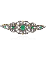18kt Yellow Gold Emerald Palm Diamond Bracelet Silver Gemstone Jewelry