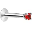 16 Gauge Red 2mm Gem Internally Threaded Labret Monroe Tragus