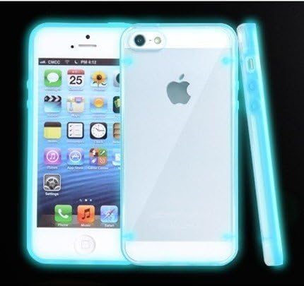 NANKY New Popular Cool Iphone 5 5s Light Lined Clear Luminous Case/TPU Case (Aqua Blue)