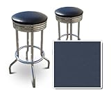 2 Dark BlueVinyl Custom Specialty Swivel Chrome 24"Bar Stools (Allante Regi ....