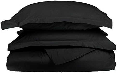 New Luxurious 600 Thread Count 3PC Duvet Set in Solid Black Twin 100% Egyptian Cotton