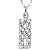 Sterling Silver Celtic Knot Rectangle Necklace