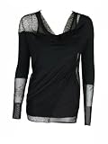 BCBG Maxazria womens lottie contrast lace detail blocked l/s top