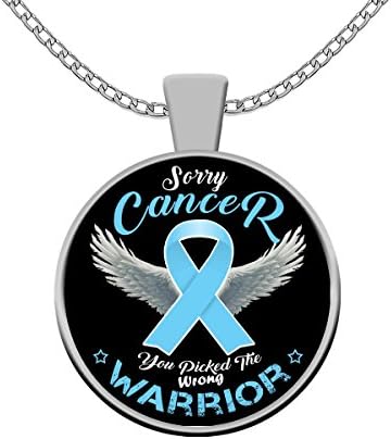 Prostate Cancer Necklace Awareness Sorry Cancer You Picked The Wrong Warrior Men Survivor Gifts Products Funny Survivor For Dad Mother Mom Ribbon Jewelry