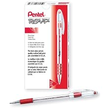 Pentel R.S.V.P. Ballpoint Pen, 0.7mm Fine Tip, Red Ink, Box of 12 (BK90-B)