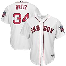 David Ortiz Boston Red Sox #34 MLB Men's Retirement Patch Home Jersey White (Medium)
