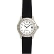 NICOLET Women's Silver-Tone Watch with Black Leather Strap. Model: NC-7001W