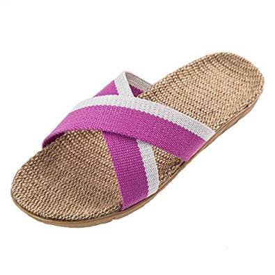 Urban CoCo Unisex Cross Braid Cozy Linen Indoor House Slippers