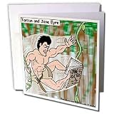 Rich Diesslins Famous People Places Books Cartoons - Tarzan and Jane Eyre - Greeting Cards-12 Greeting Cards with envelopes