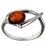 Natural Honey Amber Sterling Silver Oval Ring Sizes 5, 6, 7, 8